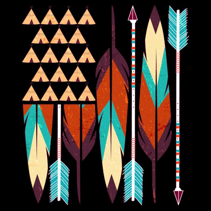 Native American Flag Feathers and Arrows Visor