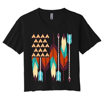 Native American Flag Feathers and Arrows Crop Top