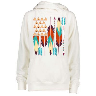 Native American Flag Feathers and Arrows Womens Funnel Neck Pullover Hood