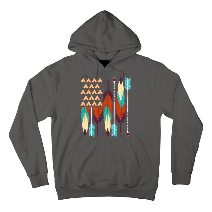 Native American Flag Feathers and Arrows Hoodie