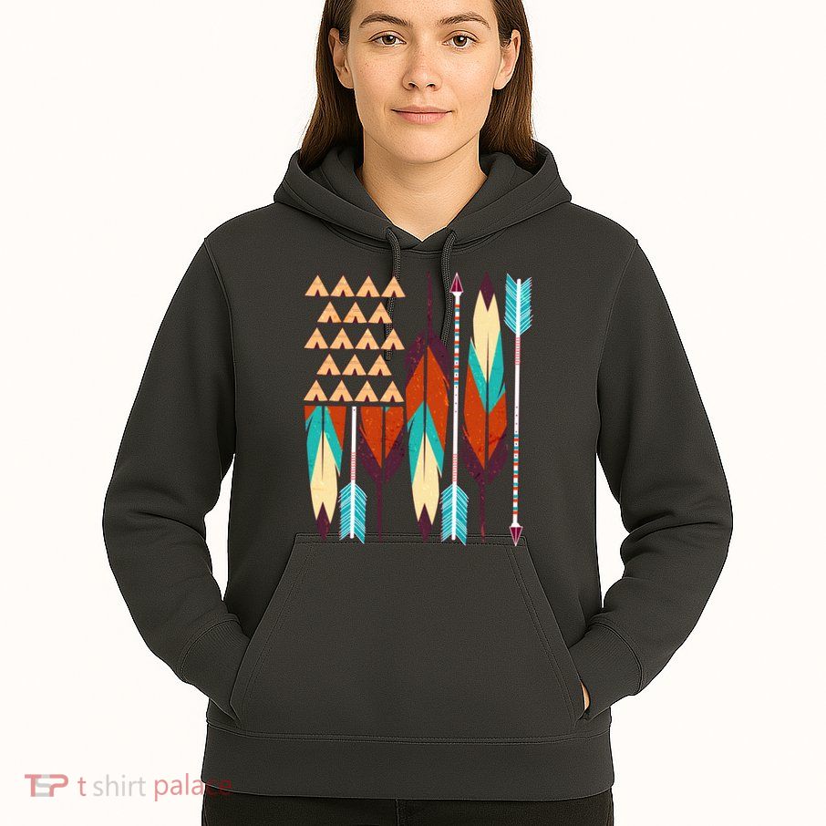 Native American Flag Feathers and Arrows Hoodie