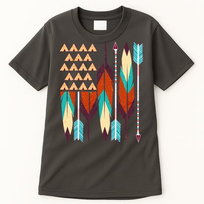 Native American Flag Feathers and Arrows Tall T-Shirt