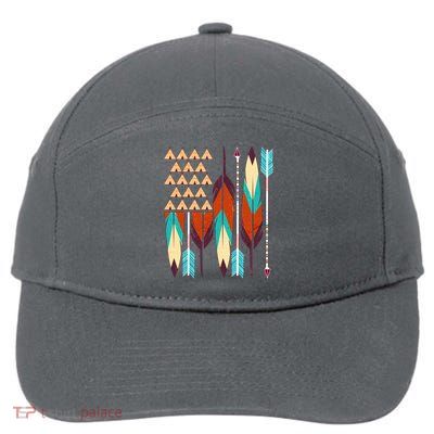 Native American Flag Feathers and Arrows 7-Panel Snapback Hat