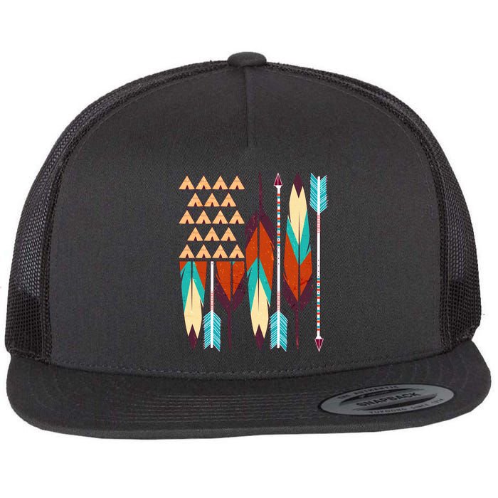 Native American Flag Feathers and Arrows Flatbill Hat