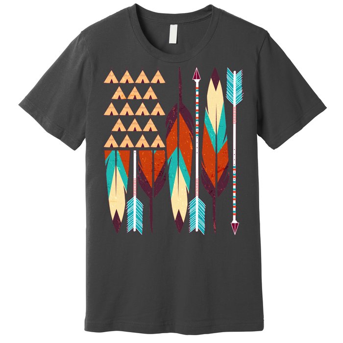 Native American Flag Feathers and Arrows Premium T-Shirt