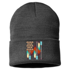 Native American Flag Feathers and Arrows Sustainable Knit Beanie