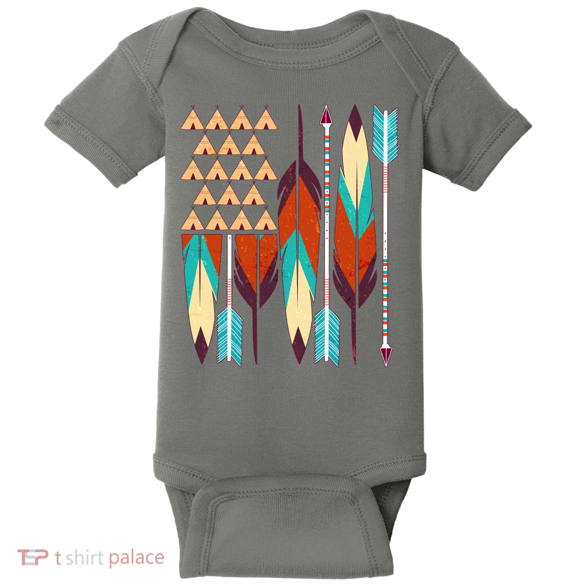 Native American Flag Feathers and Arrows Baby Bodysuit