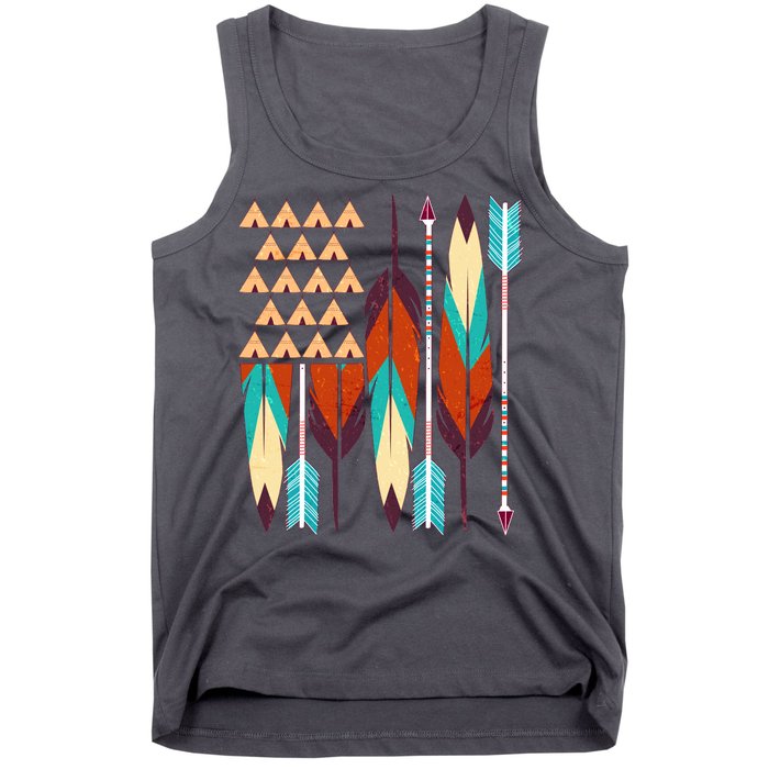 Native American Flag Feathers and Arrows Tank Top