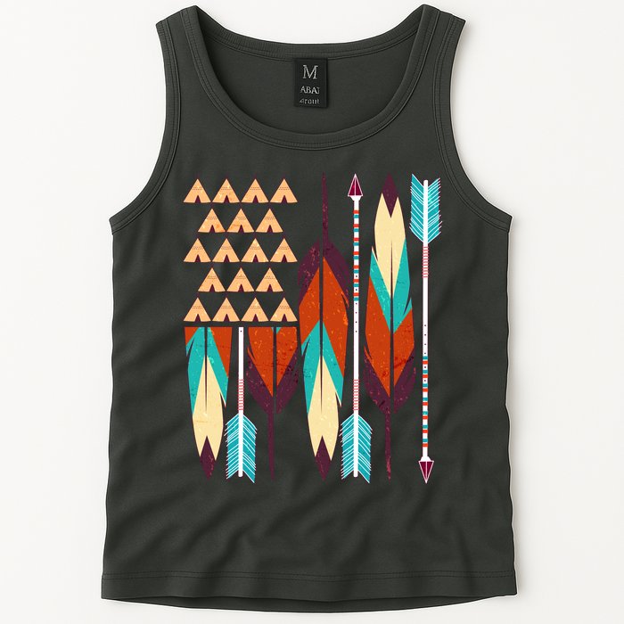 Native American Flag Feathers and Arrows Tank Top