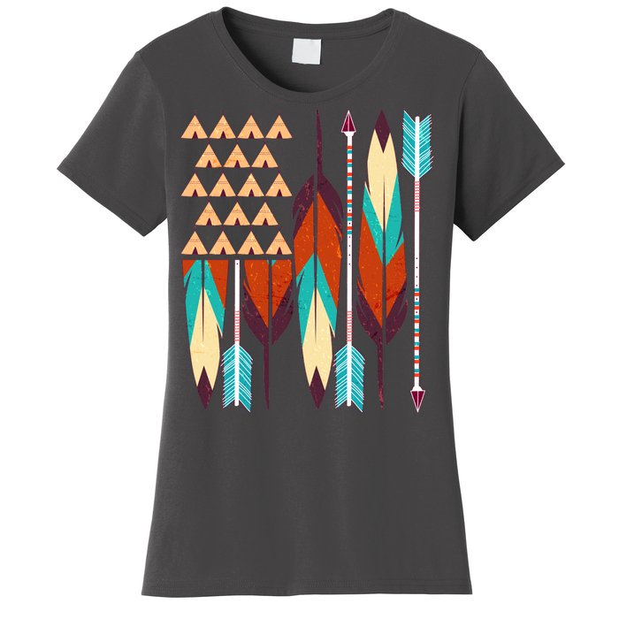 Native American Flag Feathers and Arrows Women's T-Shirt