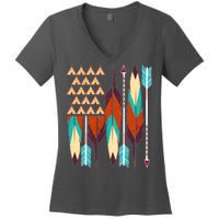 Native American Flag Feathers and Arrows Women's V-Neck T-Shirt