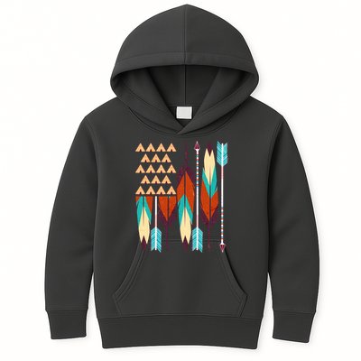 Native American Flag Feathers and Arrows Kids Hoodie