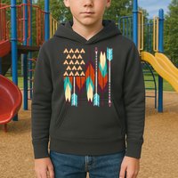 Native American Flag Feathers and Arrows Kids Hoodie