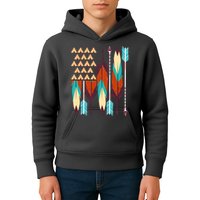 Native American Flag Feathers and Arrows Kids Hoodie