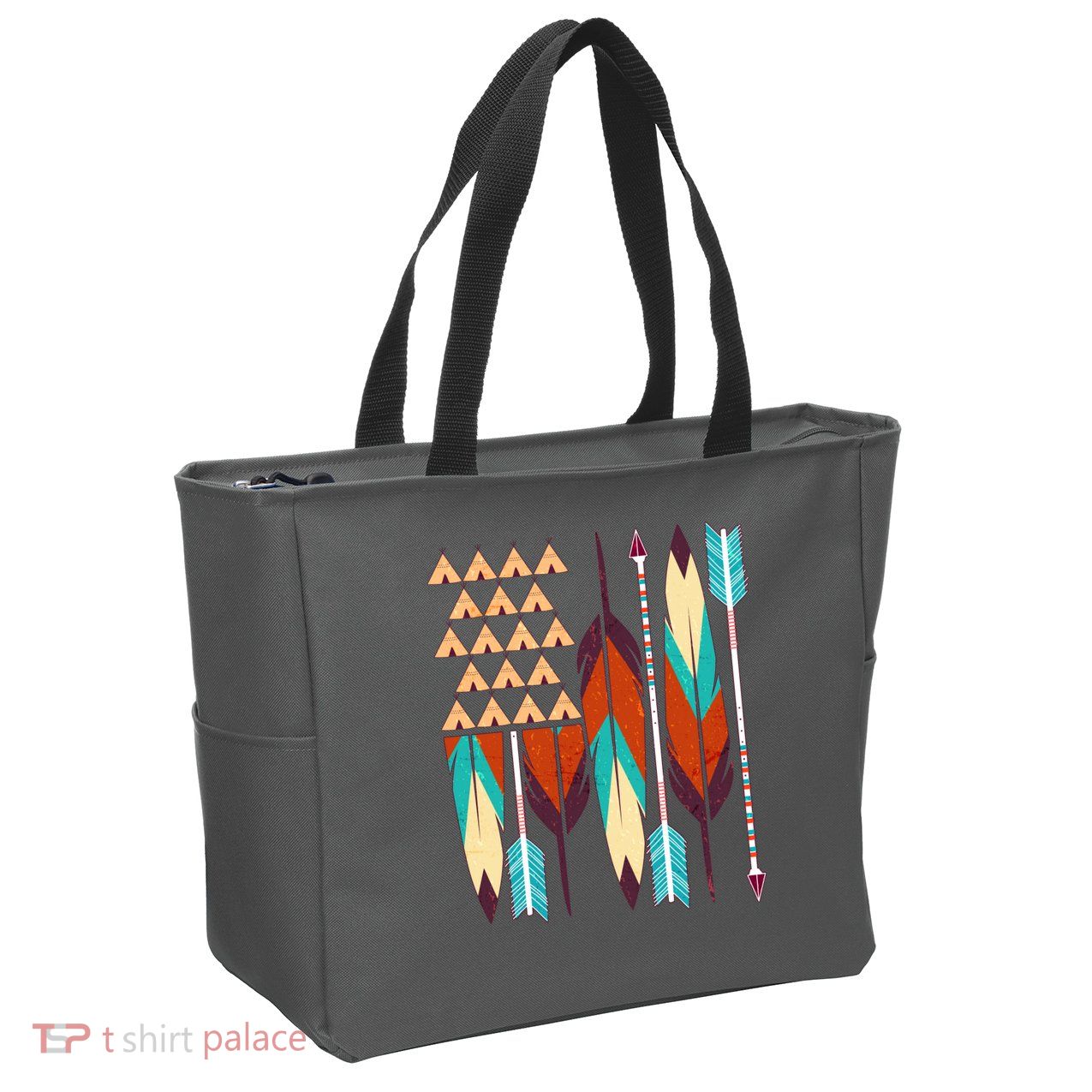 Native American Flag Feathers and Arrows Zip Tote Bag
