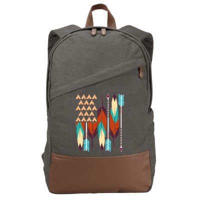 Native American Flag Feathers and Arrows Cotton Canvas Backpack