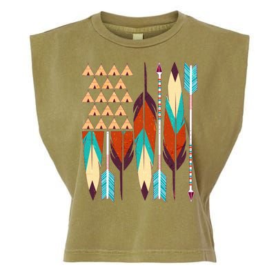 Native American Flag Feathers and Arrows Garment-Dyed Women's Muscle Tee