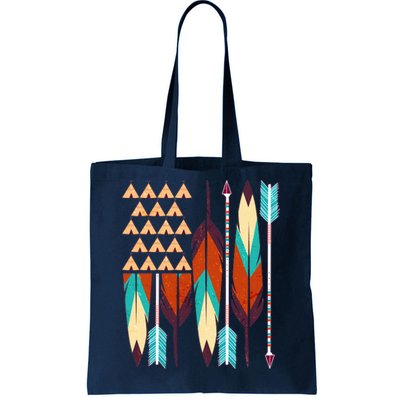 Native American Flag Feathers and Arrows Tote Bag