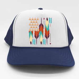 Native American Flag Feathers and Arrows Trucker Hat