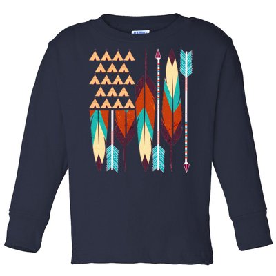 Native American Flag Feathers and Arrows Toddler Long Sleeve Shirt