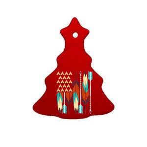 Native American Flag Feathers and Arrows Ceramic Tree Ornament