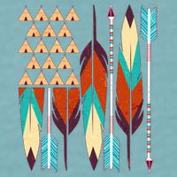 Native American Flag Feathers and Arrows Sueded Cloud Jersey T-Shirt