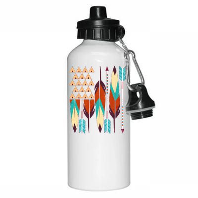 Native American Flag Feathers and Arrows Aluminum Water Bottle