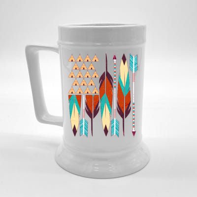 Native American Flag Feathers and Arrows Beer Stein