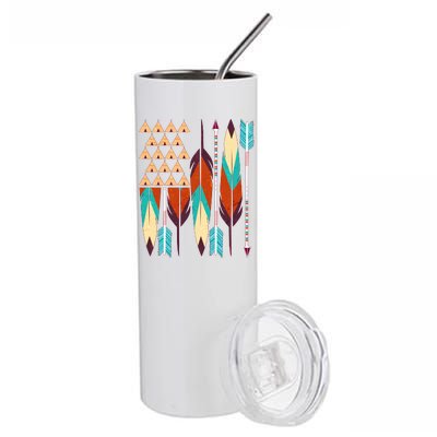 Native American Flag Feathers and Arrows Stainless Steel Tumbler