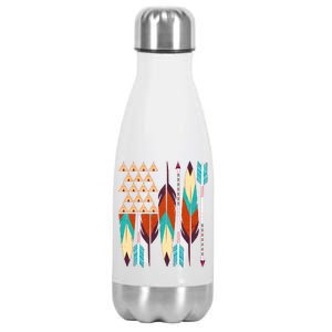 Native American Flag Feathers and Arrows Stainless Steel Insulated Water Bottle