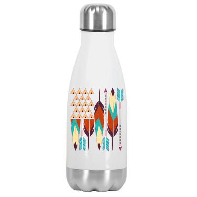 Native American Flag Feathers and Arrows Stainless Steel Insulated Water Bottle