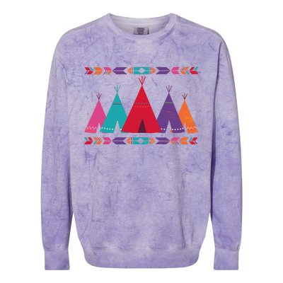 Native American Teepee Pattern Colorblast Crewneck Sweatshirt