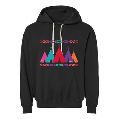 Native American Teepee Pattern Garment-Dyed Fleece Hoodie