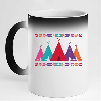 Native American Teepee Pattern 11oz Black Color Changing Mug