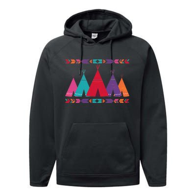 Native American Teepee Pattern Performance Fleece Hoodie