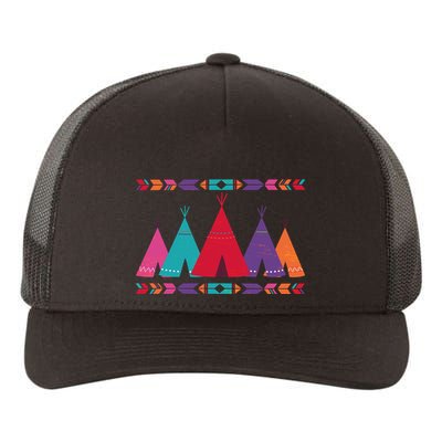 Native American Teepee Pattern Yupoong Adult 5-Panel Trucker Hat
