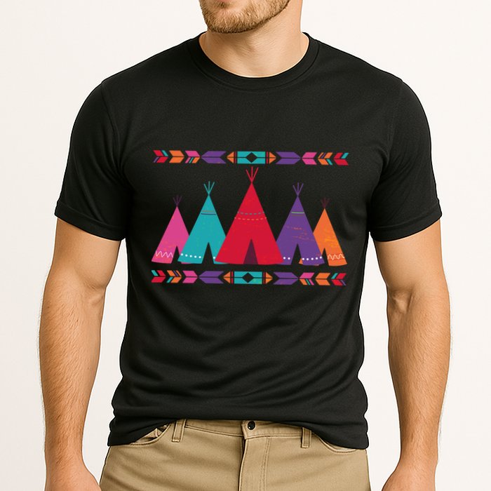 Native American Teepee Pattern Cooling Performance Crew T-Shirt