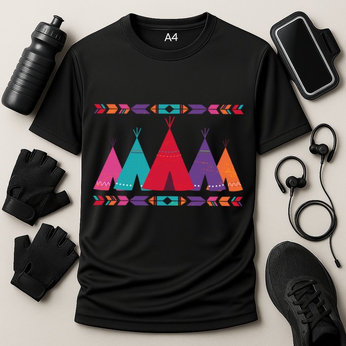 Native American Teepee Pattern Cooling Performance Crew T-Shirt