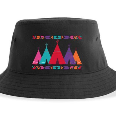 Native American Teepee Pattern Sustainable Bucket Hat
