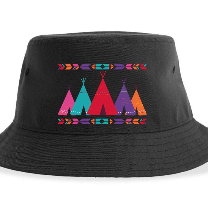 Native American Teepee Pattern Sustainable Bucket Hat