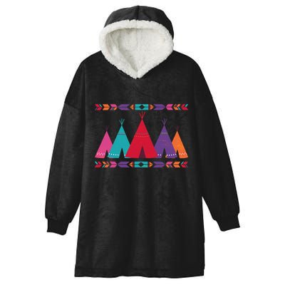 Native American Teepee Pattern Hooded Wearable Blanket