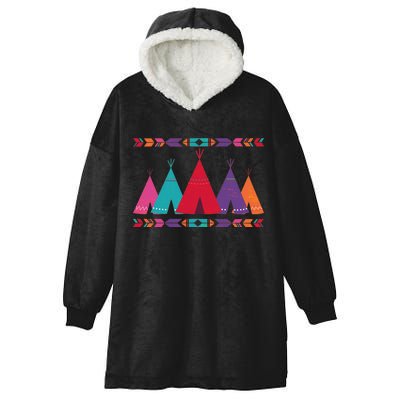 Native American Teepee Pattern Hooded Wearable Blanket