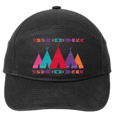 Native American Teepee Pattern 7-Panel Snapback Hat