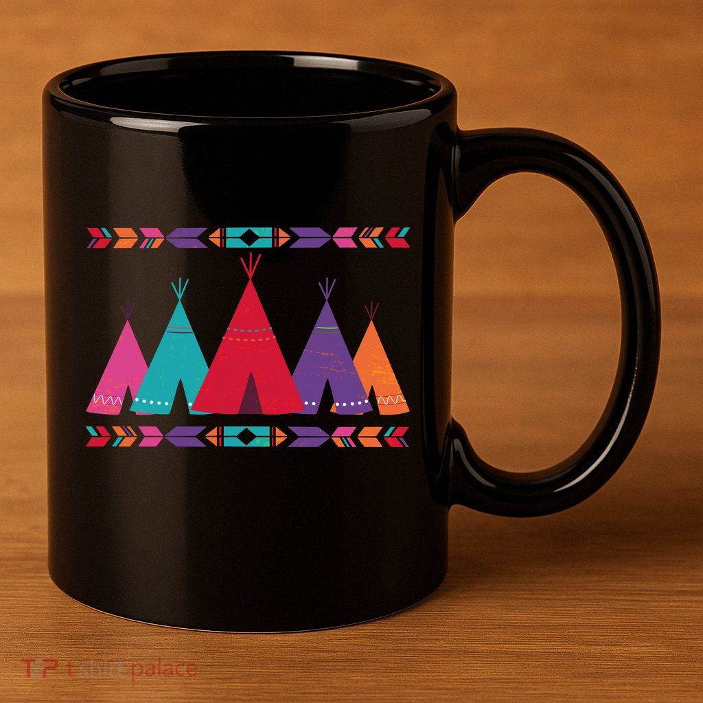 Native American Teepee Pattern 11oz C Handle Ceramic Mug