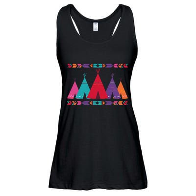 Native American Teepee Pattern Ladies Essential Flowy Tank
