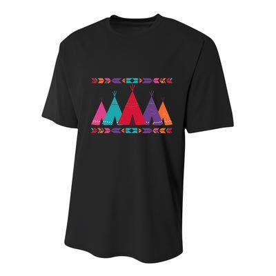 Native American Teepee Pattern Youth Performance Sprint T-Shirt