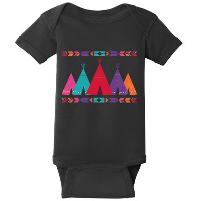 Native American Teepee Pattern Baby Bodysuit