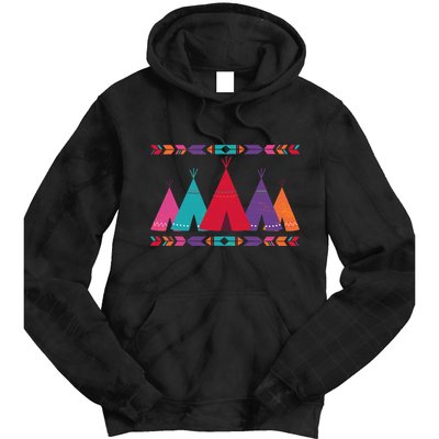 Native American Teepee Pattern Tie Dye Hoodie