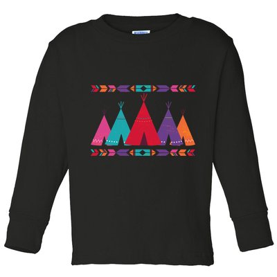 Native American Teepee Pattern Toddler Long Sleeve Shirt