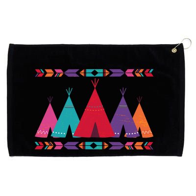 Native American Teepee Pattern Grommeted Golf Towel